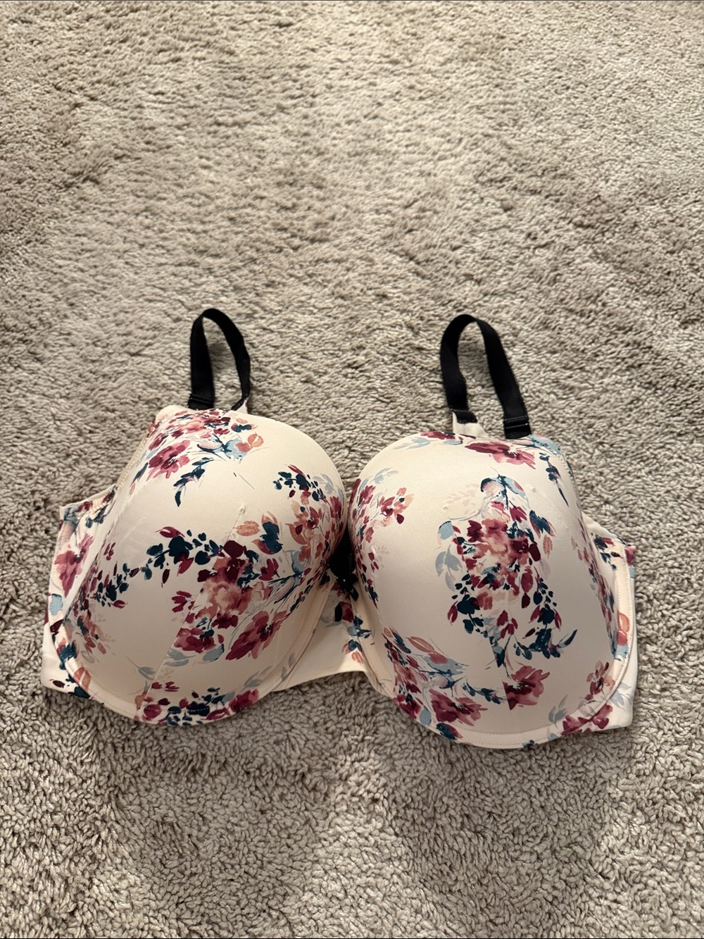 Torrid Curve Floral Molded Bra in Cream with Pink and Teal Accents - NWOT